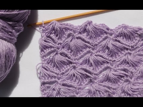 Видео: Узор «вееров» из длинных петель
