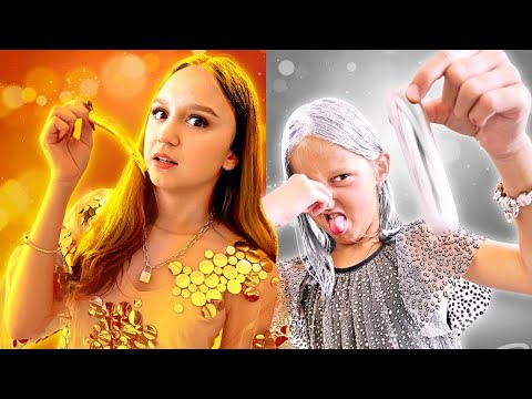 Видео: Золото vs Серебро! Еда одного цвета. Цветной Челлендж!