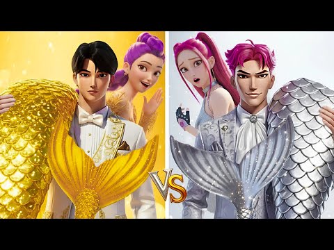 Видео: KPop Demon Hunters: Преображение пары! Золотая и Серебряная русалки из Huntrix против Saja Boys