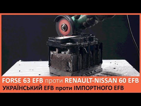 Видео: РОЗРІЗАЛИ акумулятори FORSE EFB 63 та RENAULT-NISSAN EFB 60. Огляд акумуляторів. Порівняння EFB АКБ.