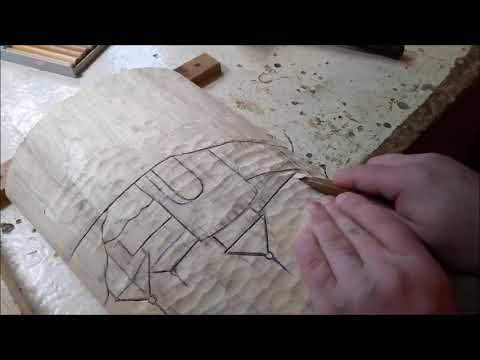 Видео: Подробно, детально, резное панно на горбыле. Резьба по дереву - Wood carving.