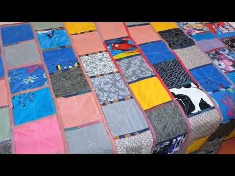Видео: Покрывало из лоскутов трикотажа/квадратов, шью другим способом.  Лоскутное шитьё или пэчворк