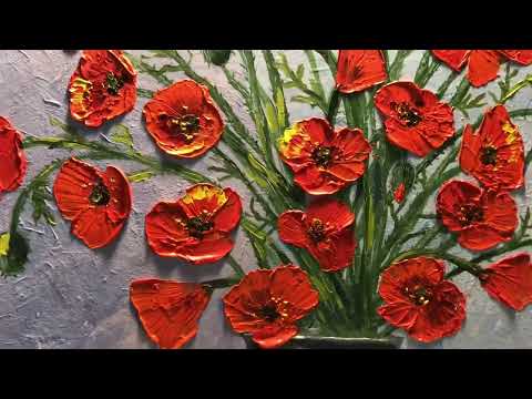 Видео: Маки в вазе картины разного формата