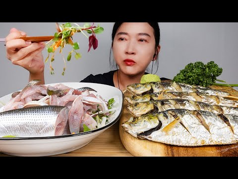 Видео: асмр Корейская Сашими из РЫБА НА ГРИЛЕ мукбанг звуки еды
