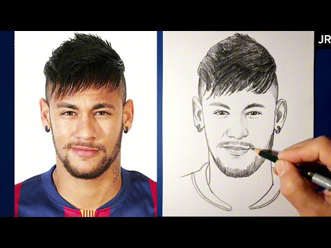 Видео: Рисунок реалистичного лица Неймара || Портрет Неймара, набросок карандашом