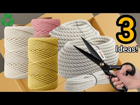 Видео: Как сделать 3 корзины в технике макраме с особым дизайном и профессиональной идеей плетения/перер...