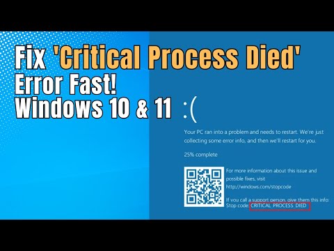 Видео: Как исправить ошибку «Critical Process Died» в Windows 10 и 11