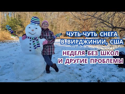 Видео: Чуть снега в Вирджинии, США. Неделя без школ и другие проблемы. Дорога домой. Наш деревенский двор
