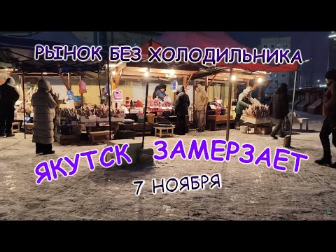 Видео: Якутск в снегу. Холодает. 7 ноября. -20. Рынок самый замёрзший.