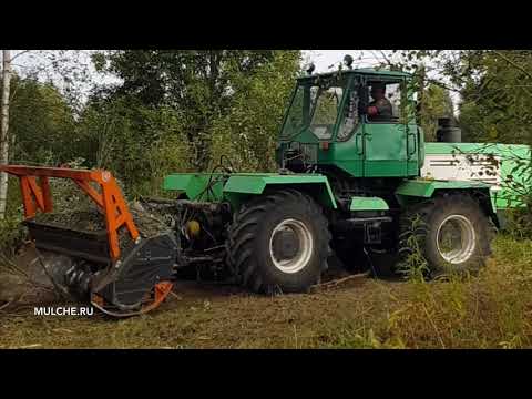 Видео: Мульчер для расчистки полей , удаления деревьев и пней. Трактор т-150 с двигателем ЯМЗ-238