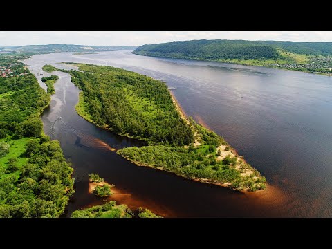 Видео: Коптер, Самара, Волга, Ширяево, Богатырь, протоки,  лето.