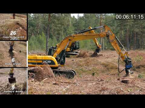 Видео: Несколько способов удаления пней при помощи экскаваторов