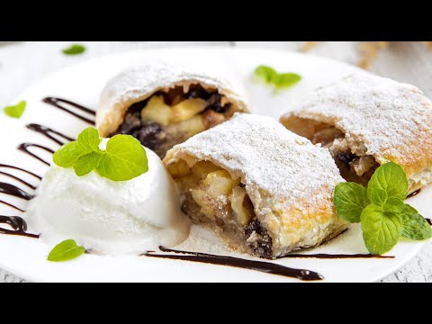 Видео: Яблочный штрудель для лентяев // штрудель из слоеного теста