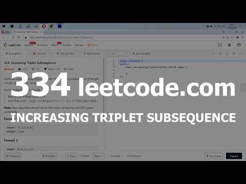 Видео: Разбор задачи 334 leetcode.com Increasing Triplet Subsequence. Решение на C++