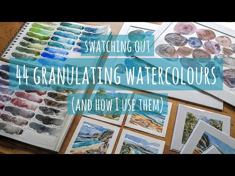 Видео: Swatching 44 Granulating Watercolorcolours: Schmincke Super Granulating, Daniel Smith Primatek и ...