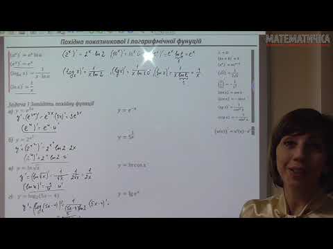 Видео: Урок. Похідна показникової і логарифмічної функцій