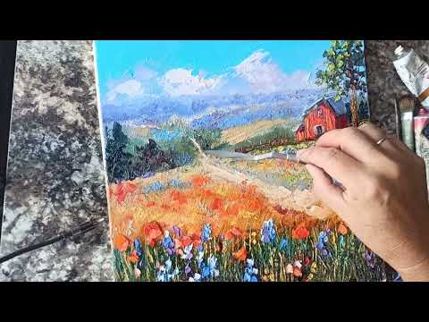 Видео: I'm painting a Texas landscape and an old barn! #oilpainting #картинасделать #etsyartseller #art