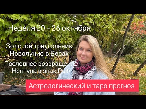 Видео: НЕДЕЛЯ 20 – 26 ОКТЯБРЯ. ЗОЛОТОЙ ТРЕУГОЛЬНИК🌟НОВОЛУНИЕ В ВЕСАХ🌟ВОЗВРАЩЕНИЕ НЕПТУНА В РЫБЫ