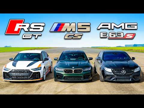 Видео: Кто победит в заезде: BMW M5 CS, Audi RS6 GT или AMG E63 S?