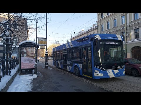 Видео: Троллейбус, маршрут №9 6281 "Адмирал" б.6205 (04.02.2021) Санкт-Петербург