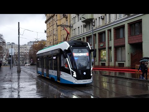 Видео: Обкатка трамвая 71-911ЕМ "Львёнок" следует по улице Образцова, город Москва 