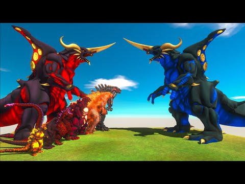 Видео: Эволюция САМОГО СИЛЬНОГО Красного Годзиллы против Синего Годзиллы — Animal Revolt Battle Simulator