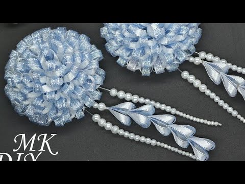 Видео: Шикарные Пышные банты из узких лент МК КАНЗАШИ DIY Amazing Ribbon flowers LAÇO DE fita