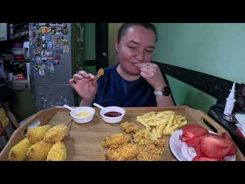 Видео: Корн доги, картошка фри, крылышки хрустящие #еда #домашняяеда #mukbang 
