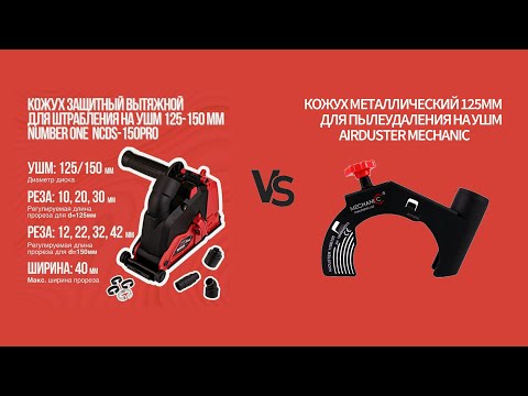 Видео: Защитные кожухи на УШМ, для штрабления. Сравнение кожухов NUMBER ONE с MECHANIC. Тест на запыление.