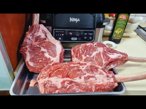 Видео: Grill Ninja!Стейк Томагавк В Гриле Нидзя!Прожарка Medium well!Ninja grilled tomahawk steak!