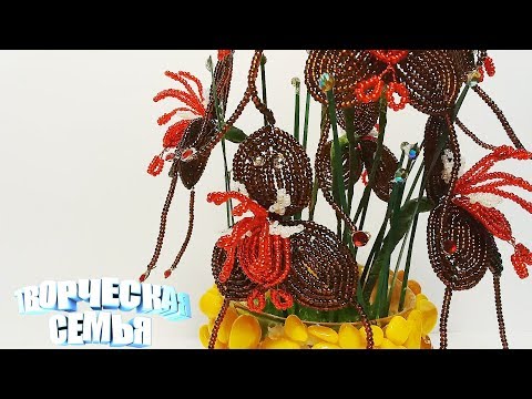 Видео: Цветы из бисера. Орхидея из бисера "Орхидея Дракула" МК, ✔️Beaded flowers, Orchid Dracula