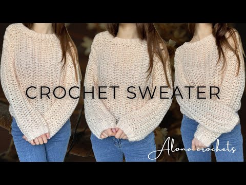 Видео: Как связать крючком пушистый мохеровый свитер | Урок для начинающих