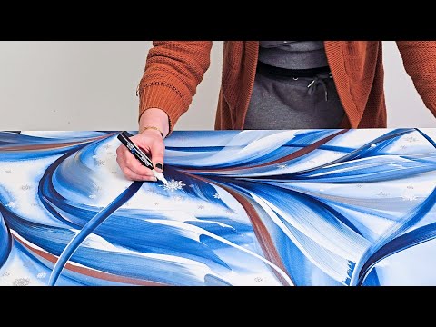 Видео: Это новая! Акриловая картина с 50 уникальными снежинками❄️/ Потрясающий фокус