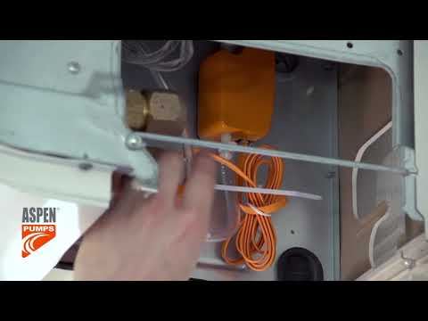 Видео: Установка дренажного насоса Aspen mini orange pump на потолочный блок