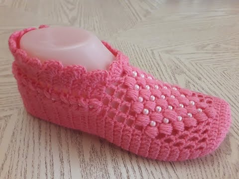 Видео: Тапочки - следки крючком № 27.