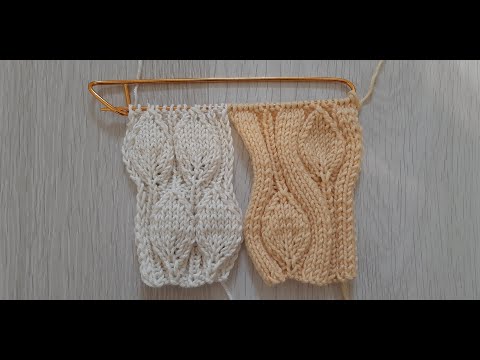 Видео: Объёмный узор Листья спицами Цепочка из листьев спицами 🍂 МК Альфиры Мериновой