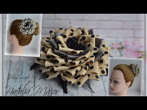 Видео: Заколка из репсовых лент МК КАНЗАШИ DIY HAIR BOWS LAÇO DE fita