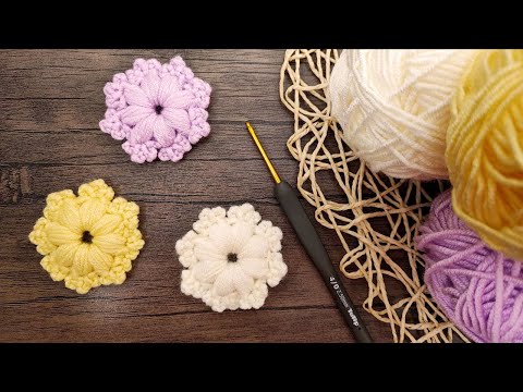 Видео: 🌸 Маленький цветочный узор крючком (Цветок крючком)