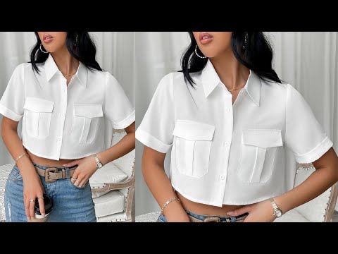 Видео: Как раскроить и сшить укороченную рубашку с карманами-карго | для начинающих