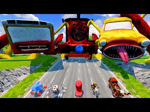 Видео: ВСЕ МОНСТРЫ Большие и маленькие машины с CHO CHO CHARLES EATER, ABC ALPHALORE и BUS EATER–BeamNG ...
