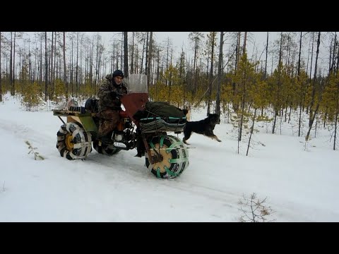 Видео: Путешествие на самодельном снегоходе. Третий день.