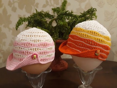 Видео: Шапочка - кепка (панамка) крючком в морском стиле. Часть 5. Фотоальбом.