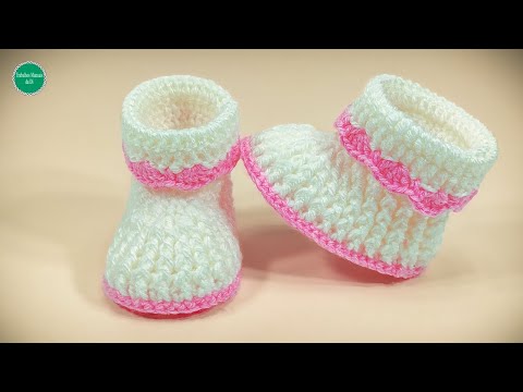 Видео: Пинетки крючком для ребенка от 3 до 6 месяцев.