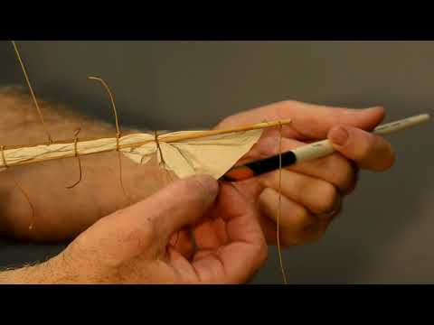 Видео: Изготовление парусов для моделей кораблей от Silkspan, часть 3