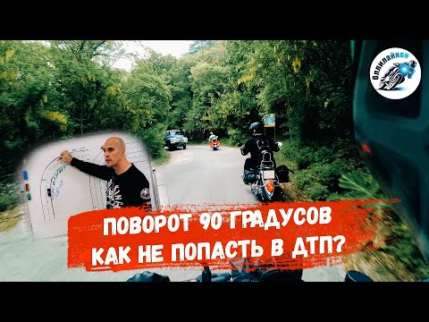 Видео: Тактика управления мотоциклом. Часть 3. Поворот 90 градусов