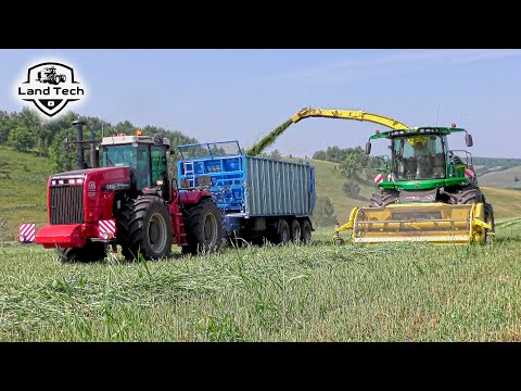 Видео: John Deere 8500i - комбайн с дизайном от PORSCHE! Тракторы РСМ 2400 с прицепами ПСП-20 Гигант!