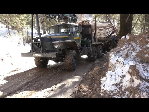 Видео: Не вышел в подъём. Урал лесовоз.