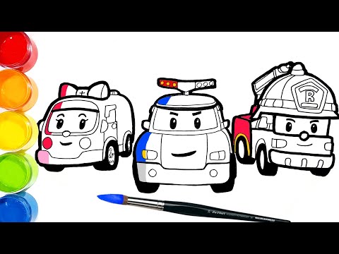 Видео: Рисуем Робокар Поли Рой Эмбер drawing and coloring for kids/ toddlers. Учим цвета . Tim Tim TV