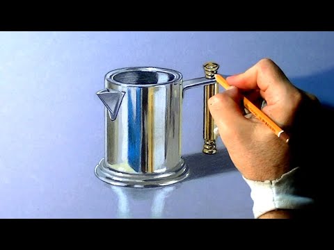 Видео: Как нарисовать чайник из хромированного металла