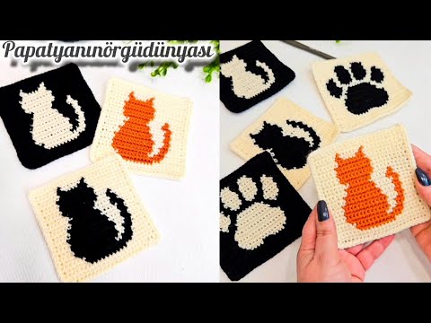 Видео: без остатков ниток / вязание крючком квадратного мотива кота